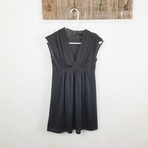 Express Black Cap Sleeve Beaded Tunic Top